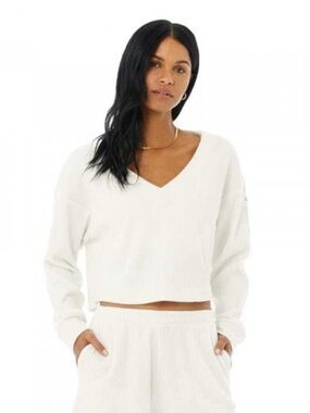 ALO Yoga Muse Ribbed Pullover - Cream